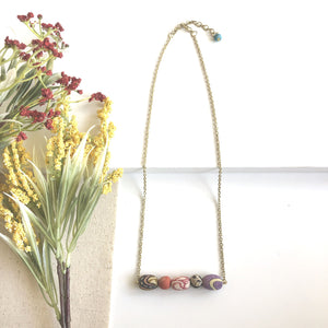 Kantha Pebbled Bar Necklace